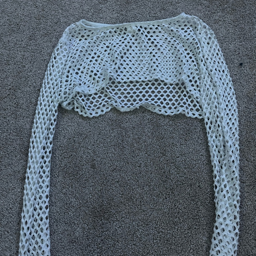 Elegant White Mesh Tote Bag